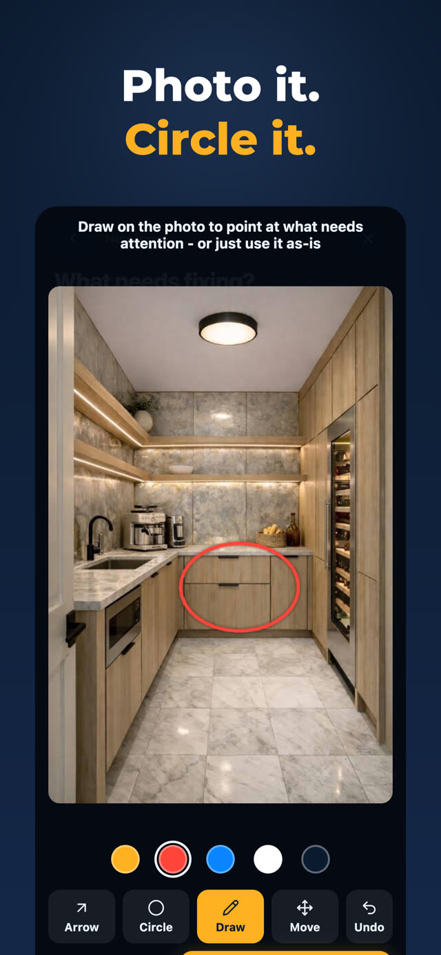 Punchlee: a photo with the problem circled in red